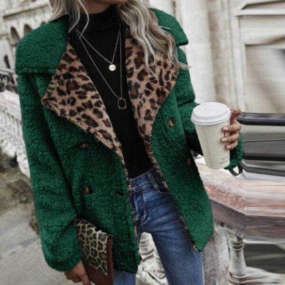 Jackets & Blazers - boho chic leopard /animal print fuzzy cozy long sl